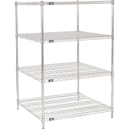 Nexel 4 Shelf, Chrome Wire Shelving Unit, Starter, 36inW x 36inD x 54inH 188256